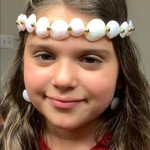 Headband with pink shell kids mermaid costume